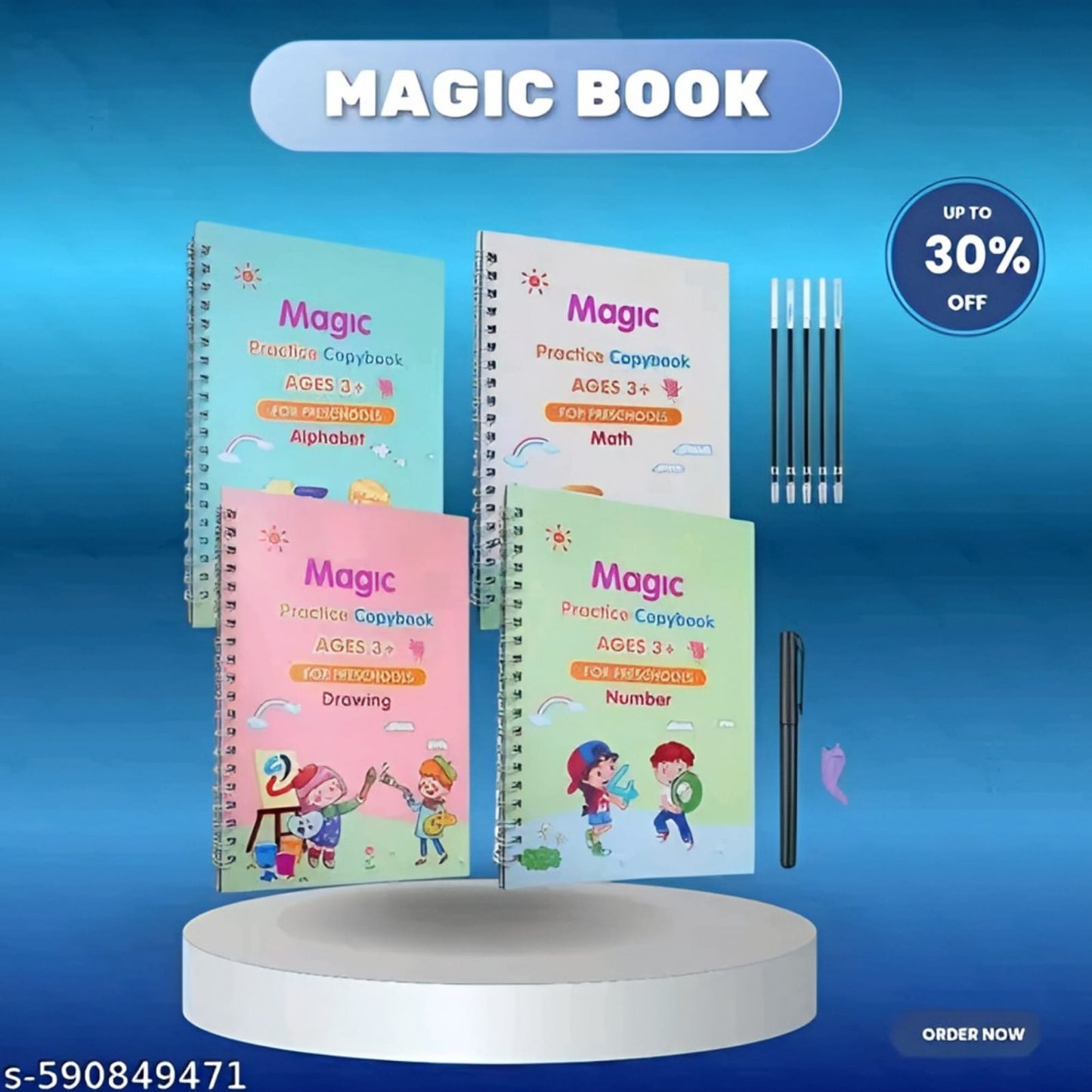 SANK MAGIC PRACTICE BOOK (4 BOOKS, 10 REFILLS,1 PEN, 1 GRIP)